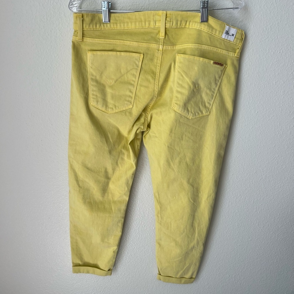 Hudson Crop Harkin Super Skinny With Cuff Yellow Jeans Size 32 - Picture 3 of 7